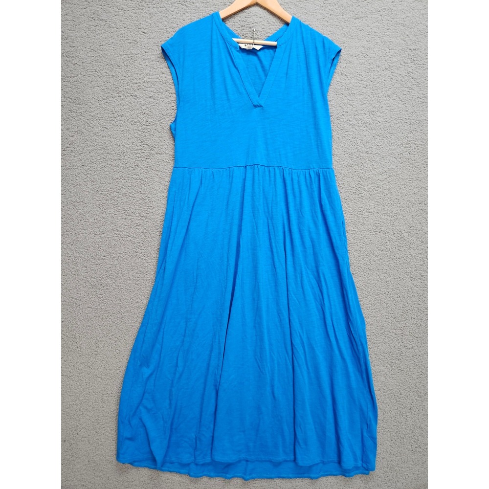 Boden Midi Dress 14R Blue Cotton Modal Coastal Grandmother Preppy Cottagecore